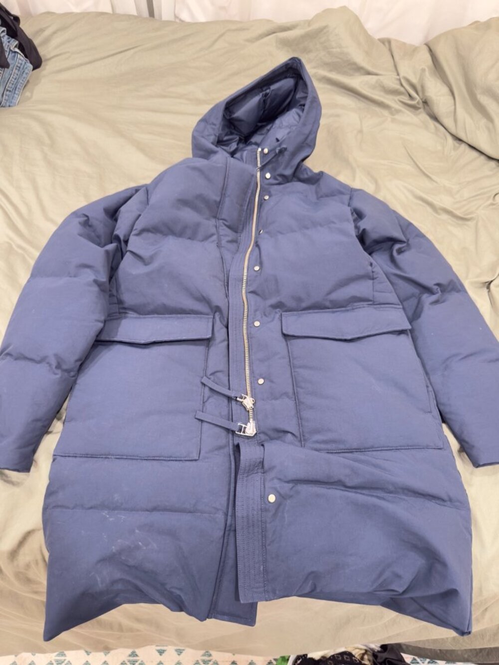 Everlane Slate Blue Hooded Puffer Jacket XXS